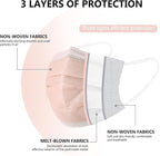 akgk Disposable Face Masks 100Pcs, 3 Layer Protective Face Mask Blush Pink Face - Image 4