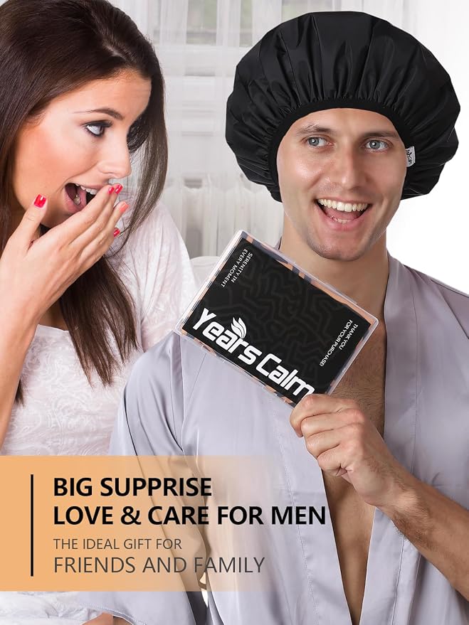 Years calm Men Shower Cap Reusable Waterproof, Dual-Layer Design, Double-Sided - Image 9