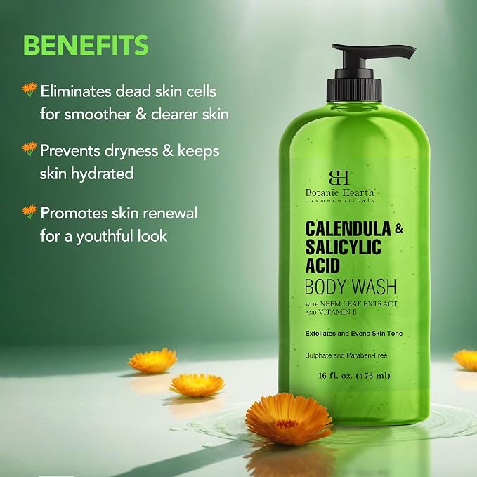 Botanic Hearth Calendula & Salicylic Acid Body Wash – Exfoliating Shower Gel - Image 7