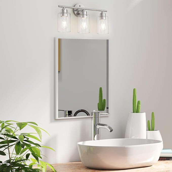 Espird Bathroom Vanity Light Fixtures Brushed Nickel, 3 Lights Bathroom Over - Image 7