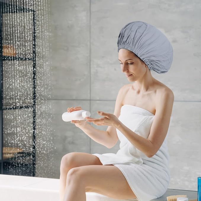 ELEBOX 4 Pack Premium Collection Super Jumbo Shower Cap Extra Large Shower Caps - Image 9