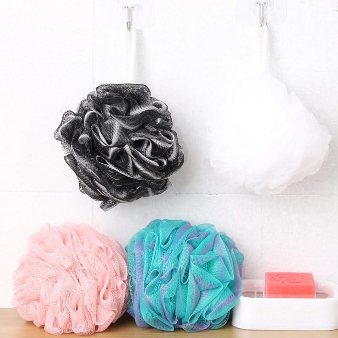 BTYMS 4 Pieces Shower Loofahs Bath Sponges 60g/pcs Mesh Puffs Body Scrub Luffas - Image 4