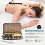 Massage Stones Set with Warmer Kit Hot Rocks Bamboo - Image 2