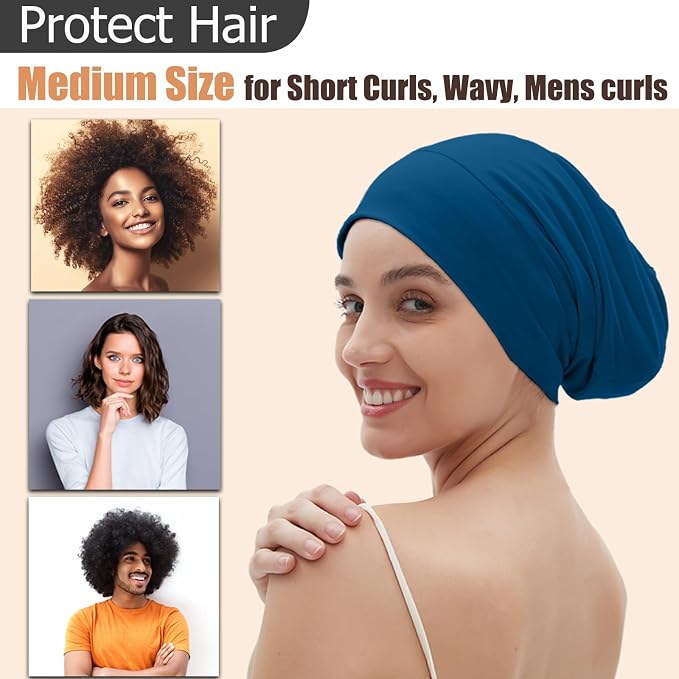 Sleep Cap Bonnet for Sleeping, Adjustable Cooling Ice Silk Lined Hair Bonnets - Image 3