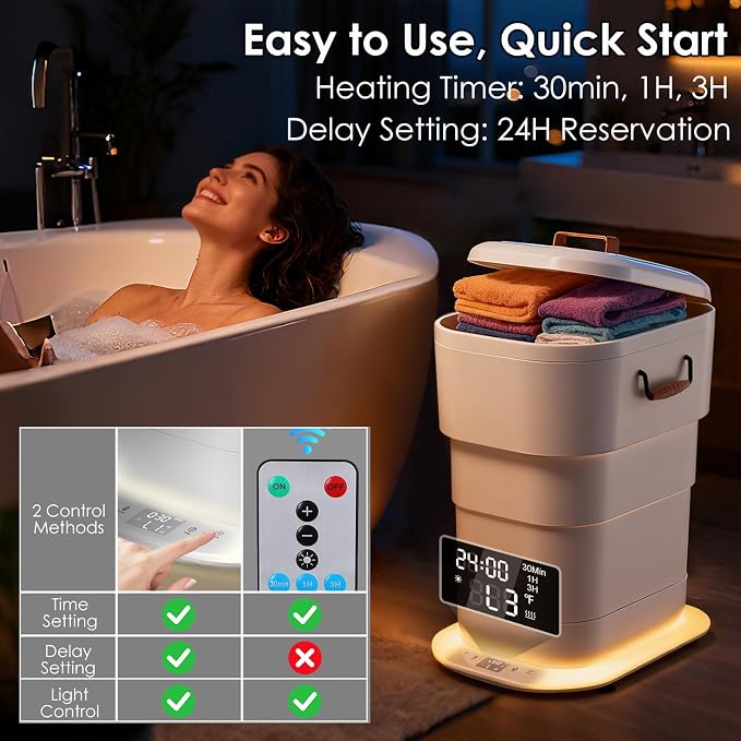 MFTEK 27L Towel Warmer for Bathroom, Foldable Heated Towel Warmers Bucket - Image 6