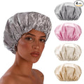 Smilco 4 Pack Shower Caps for Women, Reusable Waterproof Double Layer Bath Cap by Smilco