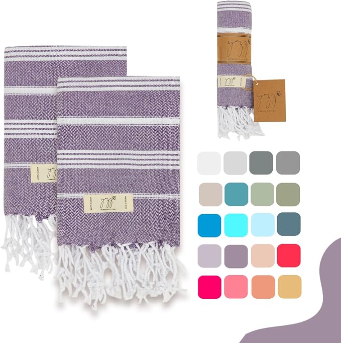 Hand Towels - Set of 2, Decorative Peshtemal Cotton Hand Towels by YAZZTURKISHCOTTON