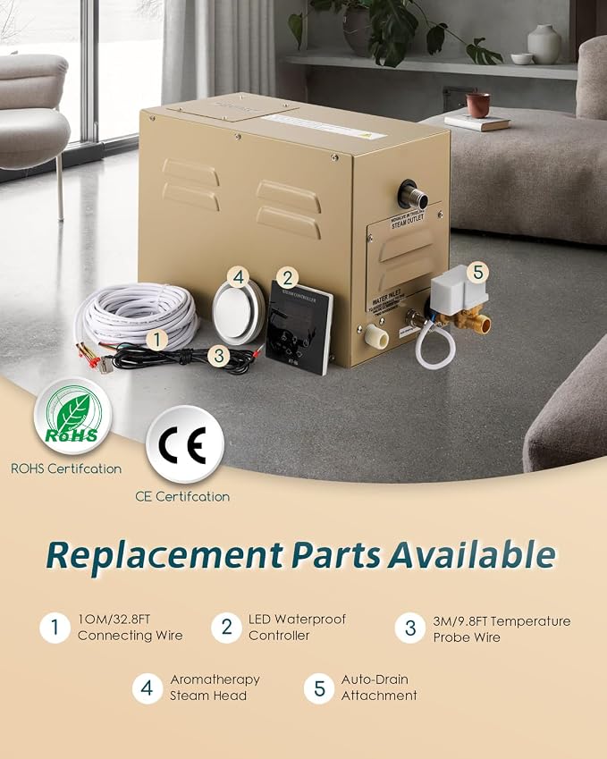 Steam Shower Generator Kit 3KW for Bath Sauna SPA, Self-draining System - Image 5
