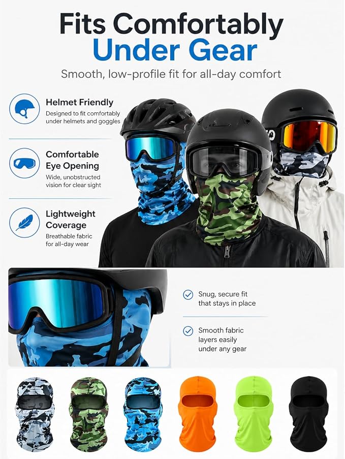 SATINIOR 6 Pcs Ski Mask Cover Balaclava Full Face Mask Summer Face Cover UV - Image 5