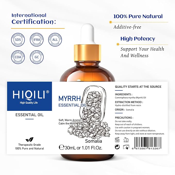 HIQILI Myrrh Essential Oil, for Skin, 100% Pure & Natural - Image 6