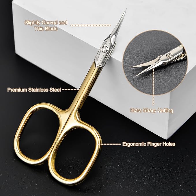 CGBE Cuticle Scissors Extra Fine Curved Blade, Super Slim Manicure Scissors - Image 3