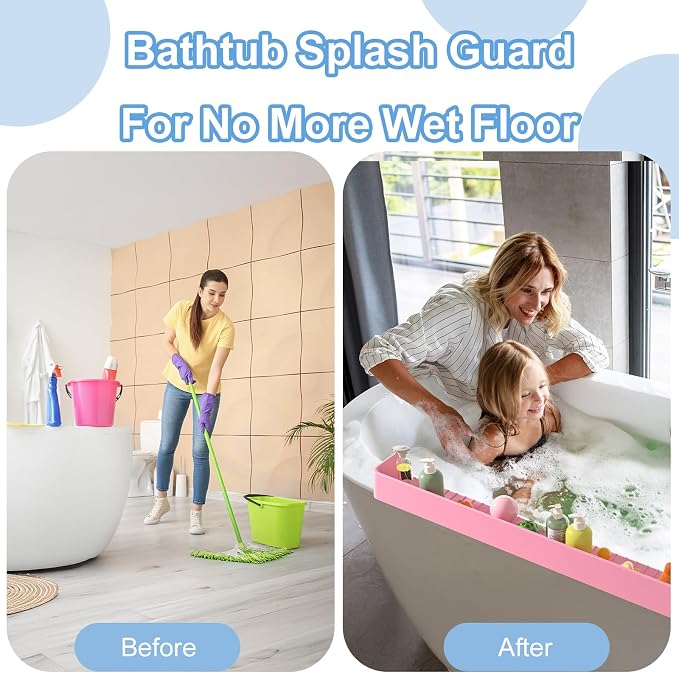 Splash Guard for Bathtub Kids, Silicone Bath Splash Guard Play Shelf, Tub Water - Image 6