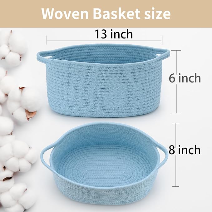Happyiren Baby Blue Cute Woven Storage Basket - Image 3