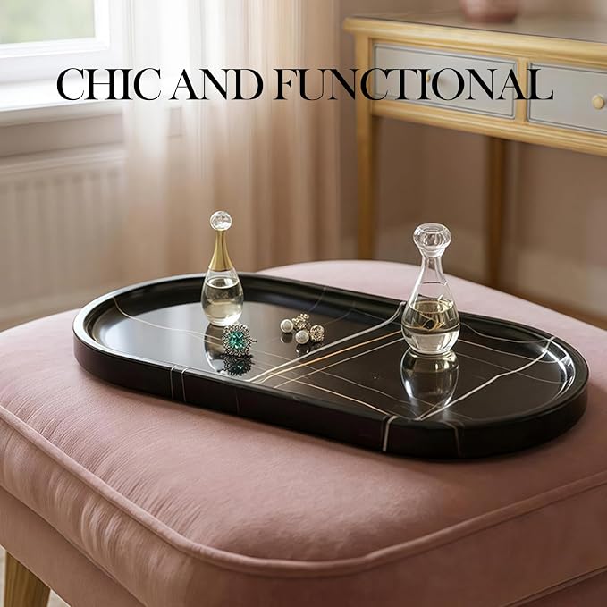 Koville Natural Black Marble Tray, Catchall - Image 6