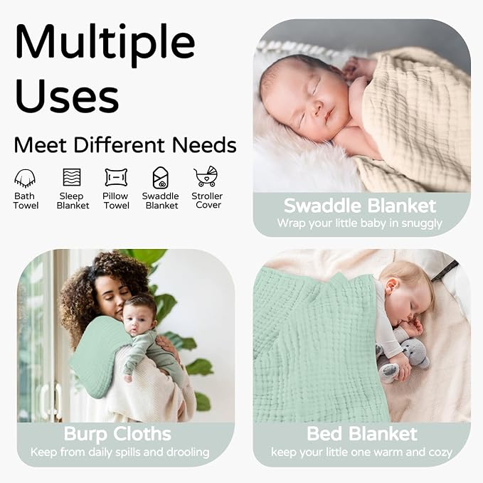 Yoofoss Hooded Baby Towels for Newborn 2 Pack 100% Muslin Organic Cotton Baby - Image 3