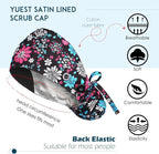 Satin Lined Scrub Caps with Buttons & Sweathand, Surgical Caps - Image 2