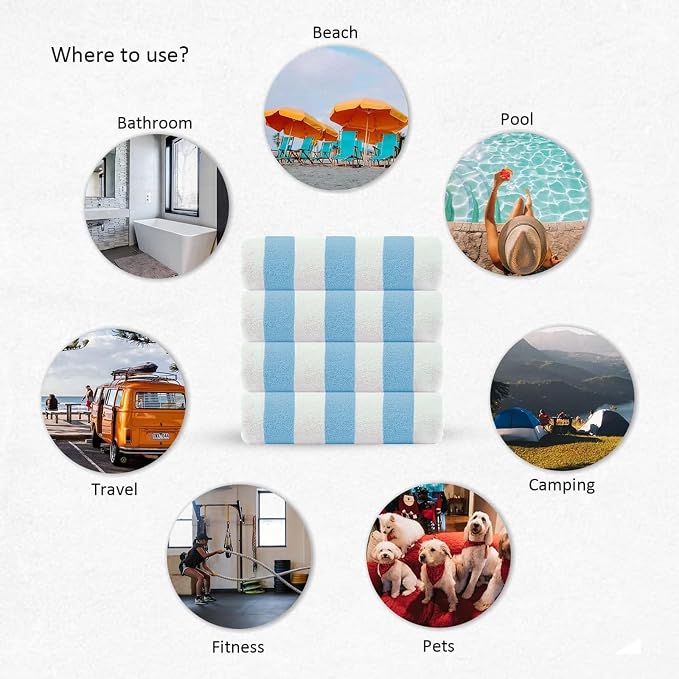 CASA COPENHAGEN Cabana Beach Towel Designed in Denmark Rough and Tough - Image 5