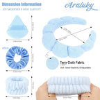 7Pcs Spa Set - Puffy Headband, Wristbands, Powder Puffs, Makeup Removal Terry - Image 2