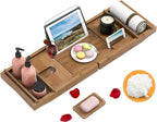 Domax Bathtub Caddy Tray Expandable Bamboo Bath Tub Tray by Domax