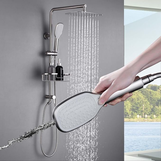 SonTiy Rain Shower Head with Handheld Spray and Shower Shelf, All Metal Shower by SonTiy