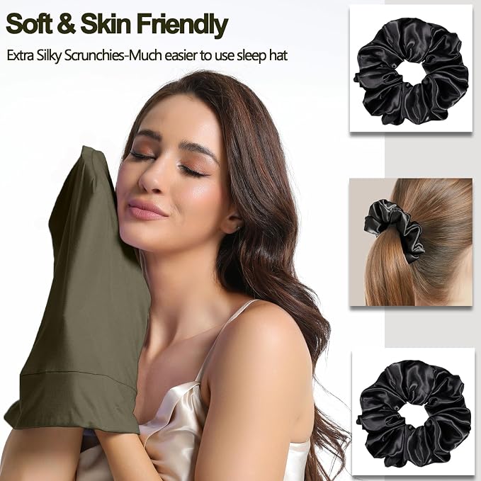 Satin Bonnet for Sleeping Night Cap, Adjustable Satin Lined Silk Bonnets Sleep - Image 4