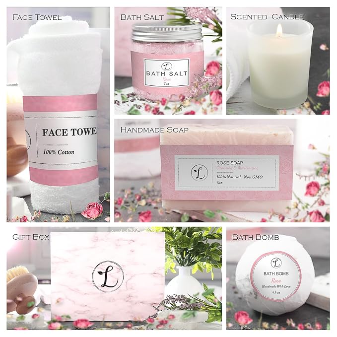 Spa Gift Set 100% Natural, Gift Box Includes: Bath Bomb, Bath Salt, Hand Soap - Image 4