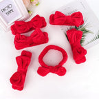 Casoty 6 Pcs Red Spa Headbands, Skin Care Headband, Soft Coral Fleece Makeup - Image 5