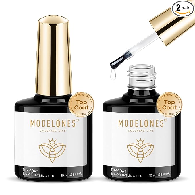 modelones Gel Top Coat, Acrylic Nails Soak Off Nail Lamp Nail Art Home and by MODELONES