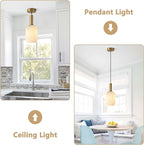 KCO Lighting Modern White Ribbed Pendant Light Small 1-Light Milk Glass Kitchen - Image 3