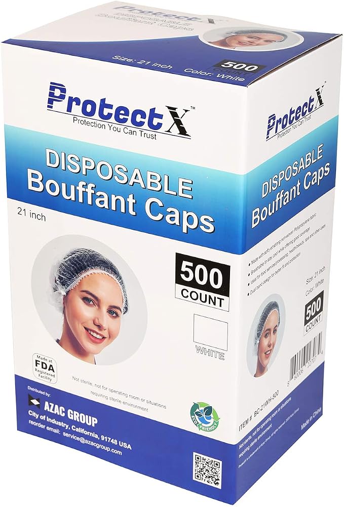 ProtectX 500-Pack White Disposable Hair Nets, Elastic Head Cover, Bouffant Caps - Image 6