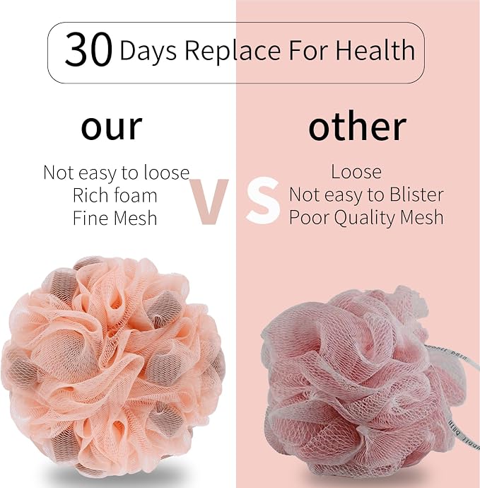 BCKENEY Bath Loofah Shower Sponge Body Back Scrubber Soft Mesh Shower Puffs - Image 4