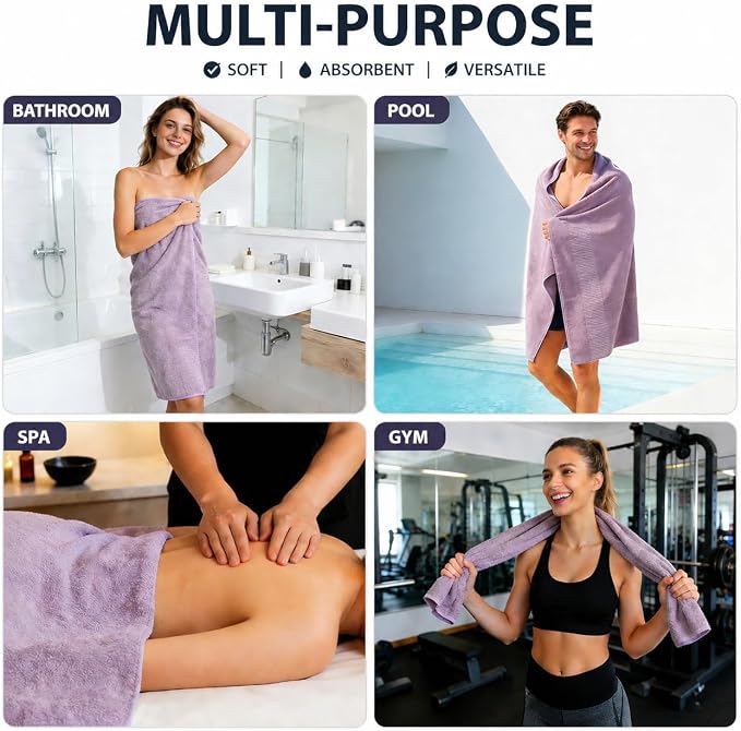 SEISSO 2 Pack Extra Large Bath Towels 63"x35", Bath Sheets - Image 7