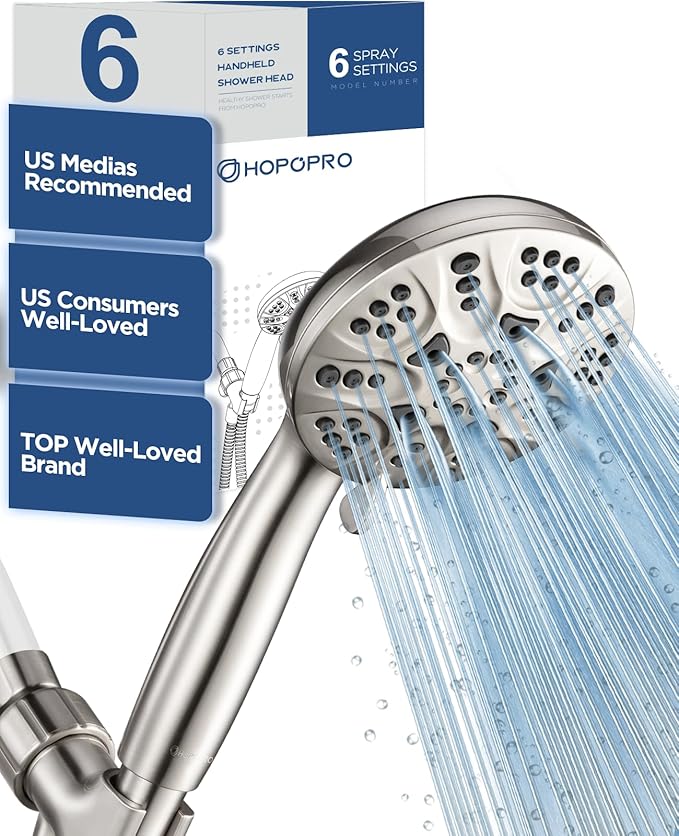 6-Mode High Pressure Handheld Shower Head Set, Consumer Reports Recommended by HOPOPRO