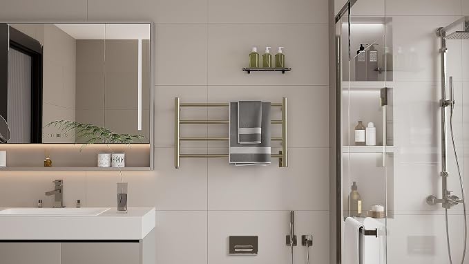 HEATGENE Towel Warmer 4 Bar Towel Dryer Wall-Mounted Plug-in Bath Towel Heater - Image 2