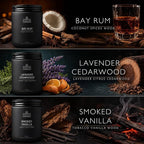 Mens Candle 3 x 8oz Pack Smoked Vanilla Bay Rum and Lavender Cedarwood Scents - Image 2