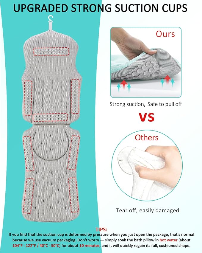 Full Body Bath Pillow for Bathtub, 5D Thick Tub Pillow for Bathtub - Image 4