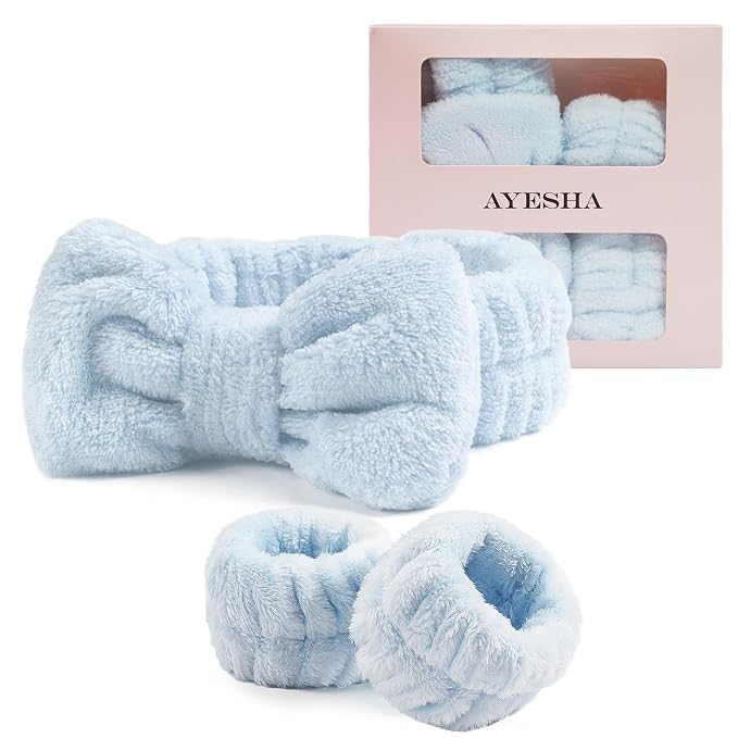 Ayesha Blue Spa Headband and Wristband Set by AYESHA