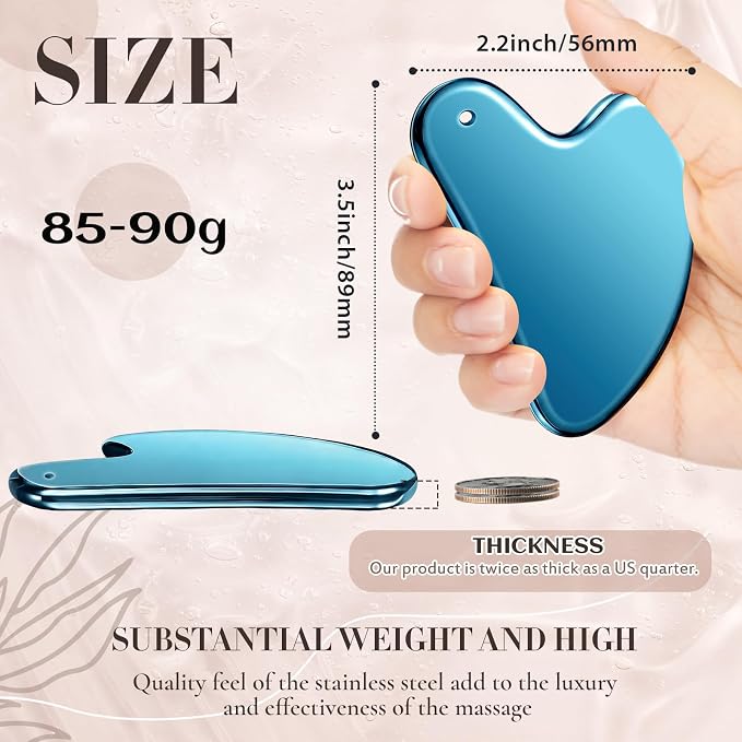 Nuanchu Stainless Steel Gua Sha Facial Tool, Metal Gua Sha - Image 2