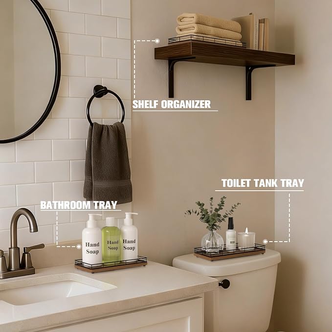 Bathroom Vanity Tray for Countertop, Bathroom Organizer for Soap, Perfume & - Image 4
