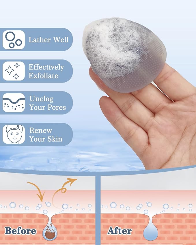 Manmihealth Silicone Back Scrubber & Soft Bath Glove Set 4 PCS, - Image 5