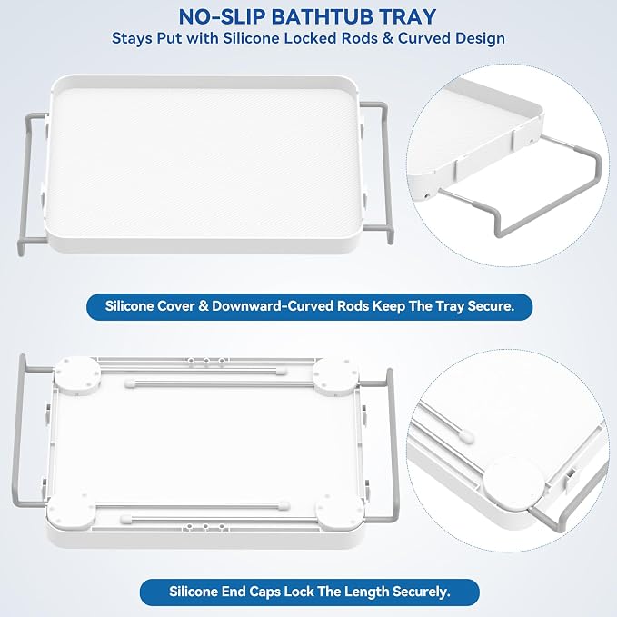 Bathtub Tray for Large Soaking Tub Table Tray Expandable Tub Shelf for Bathtub - Image 9
