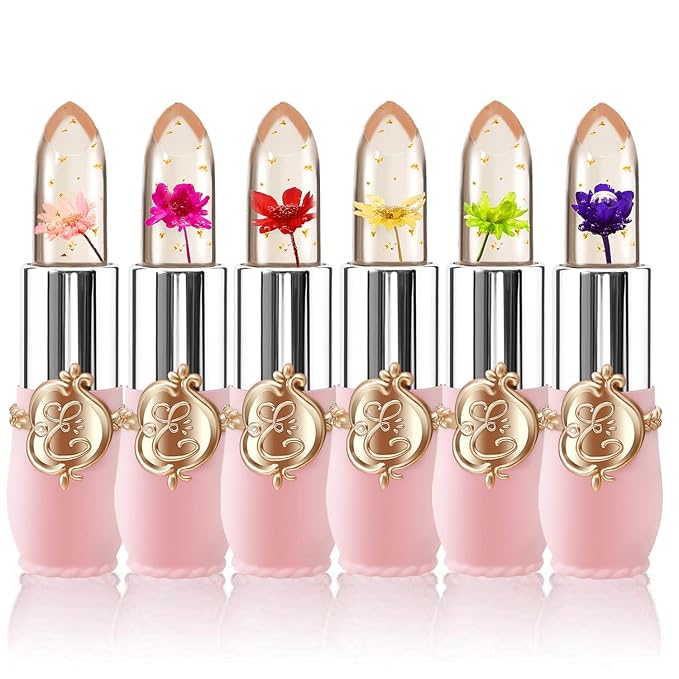 BestLand 6 Pcs/Set Flower Jelly Lipstick Set Temperature Change Moisturizer by Bestland