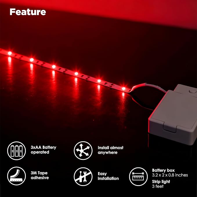 BestLuz LED Strip Lights Battery Operated 3.33ft x 2 Pack Flexible LED Light - Image 3