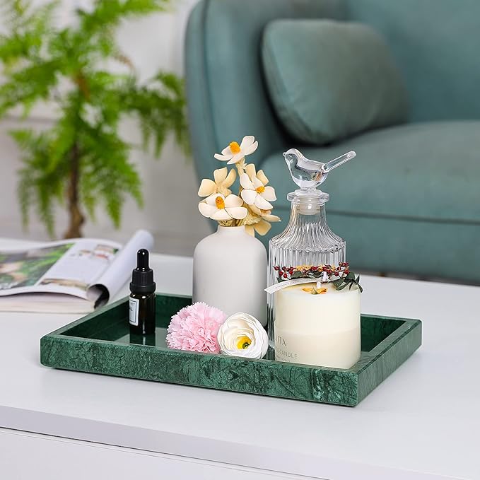 Marble Bathroom Vanity Tray, Natural Luxury Vanity Home Kitchen Bathroom Table - Image 5