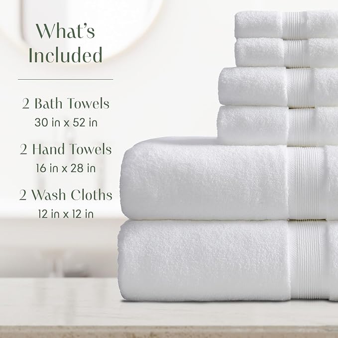 Springtree Home Luxury Bamboo Rayon Bath Towel Set 6 Piece Set | 35% Bamboo - Image 2