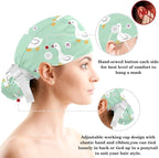 Scrub Caps Women Ponytail Cute Pink and White Leaves Caps Bouffant Working Hat - Image 3