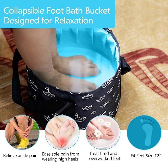 Collapsible Bucket for Soaking Feet, Portable Travel Foot Bath Tub, Foot - Image 4