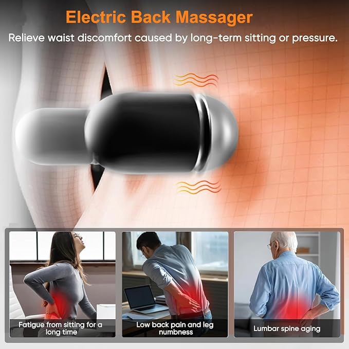 3 in 1 Back Massager, Electric Lumbar Support Pillow Heat Vibration Massage - Image 5
