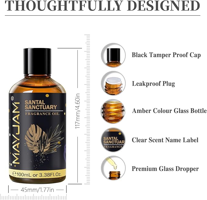 Santal Sanctuary Fragrance Oil Essential Oil, MAYJAM 3.38FL.OZ Santal Sanctuary - Image 8