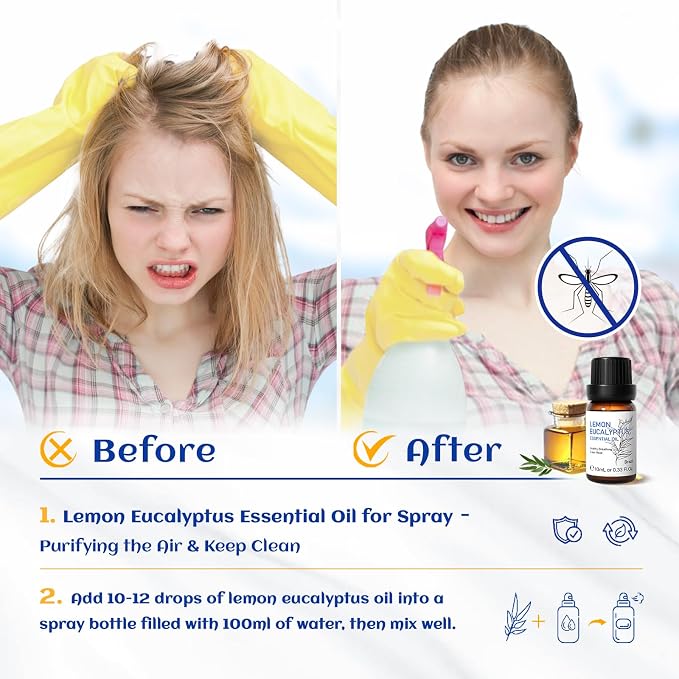 HIQILI Lemon Eucalyptus Oil, for Spary, 100% Pure Natural - Image 2